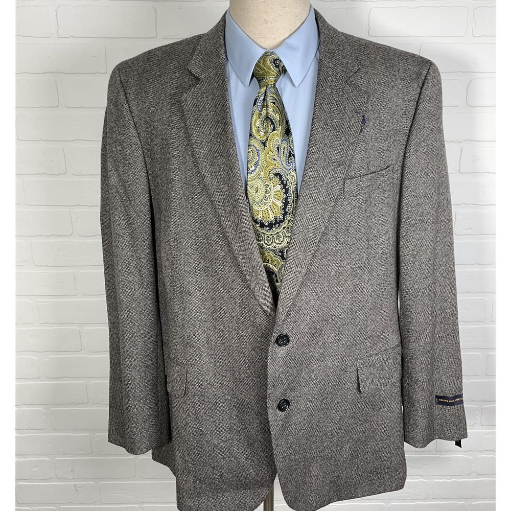 Stafford Blazer Men 50R Black‎ White Donegal Signature Classic Fit Merino Wool
